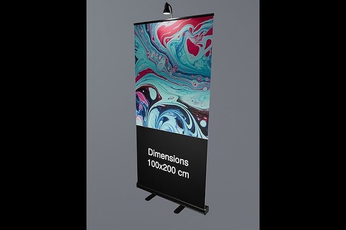 Rollup 100x200cm Black with light 3D model