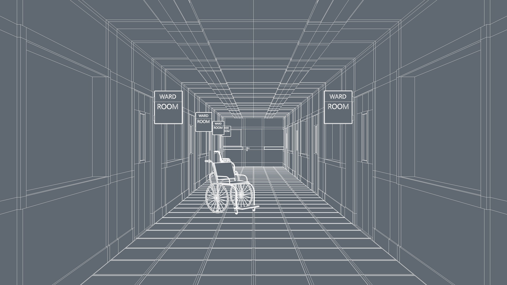 Hospital Hallway Corridor Low-poly 3D model_7