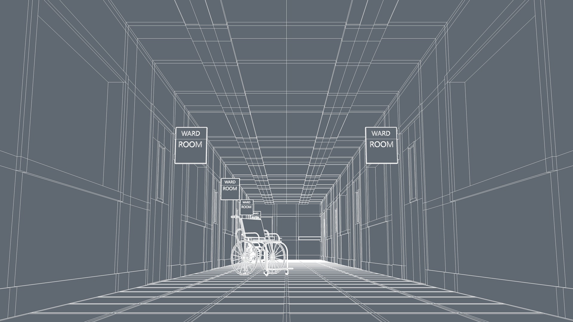 Hospital Hallway Corridor Low-poly 3D model_8