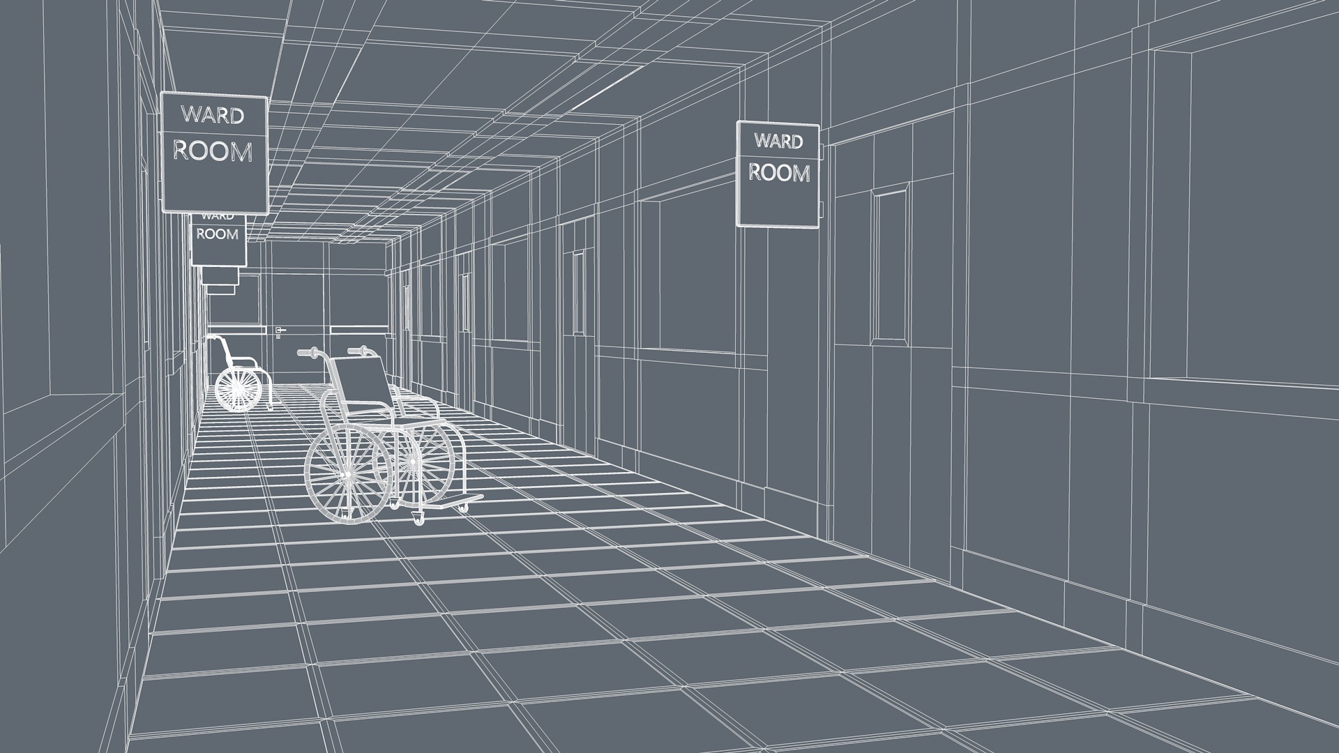 Hospital Hallway Corridor Low-poly 3D model_10
