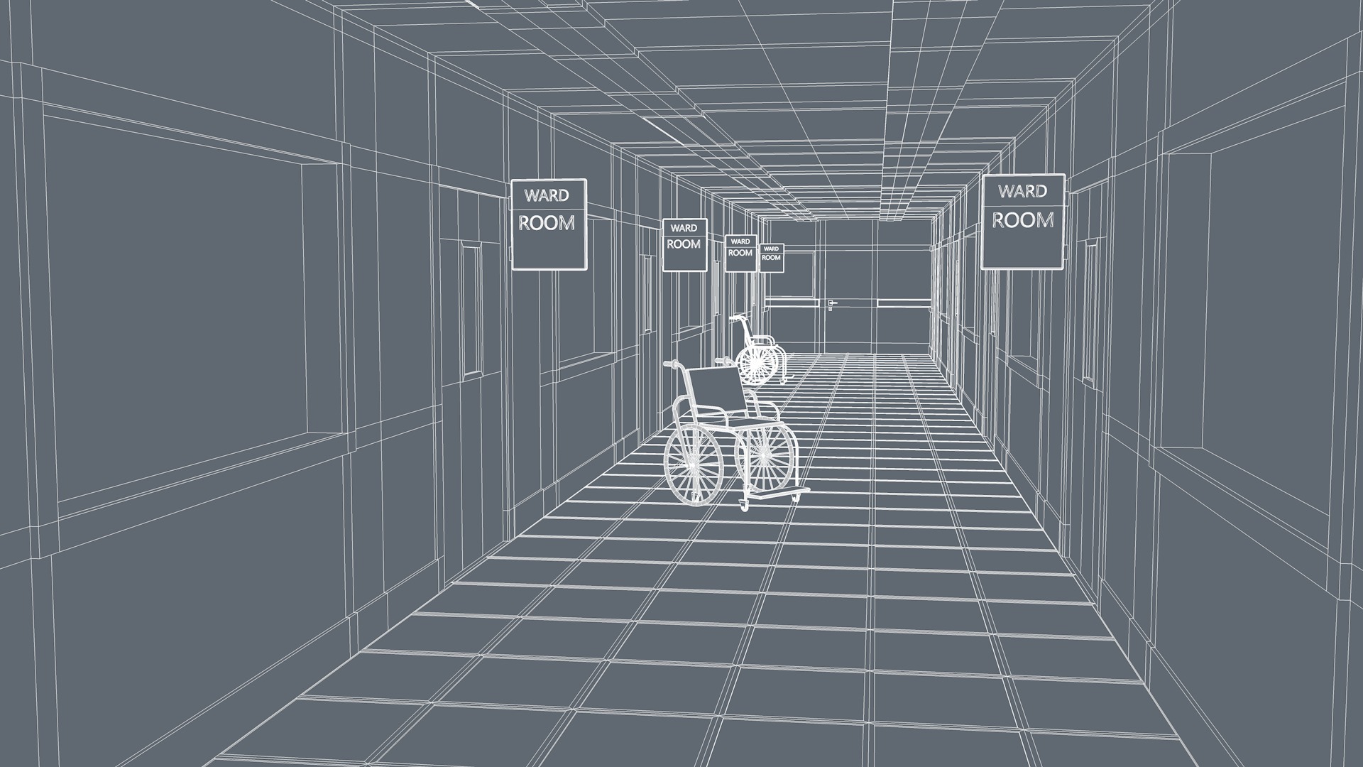 Hospital Hallway Corridor Low-poly 3D model_6