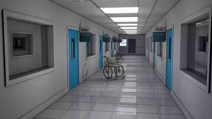 Hospital Hallway Corridor Low-poly 3D model Hospital Hallway Corridor Low-poly 3D model
