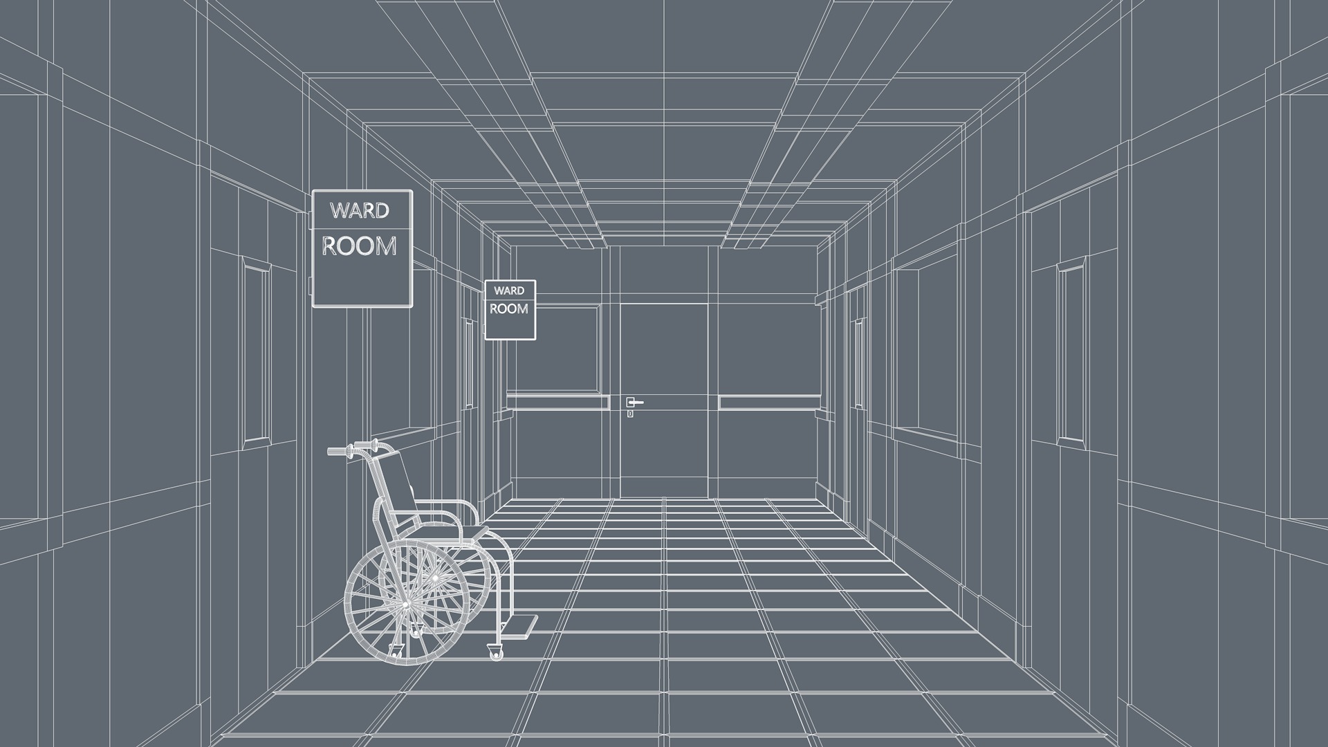 Hospital Hallway Corridor Low-poly 3D model_11