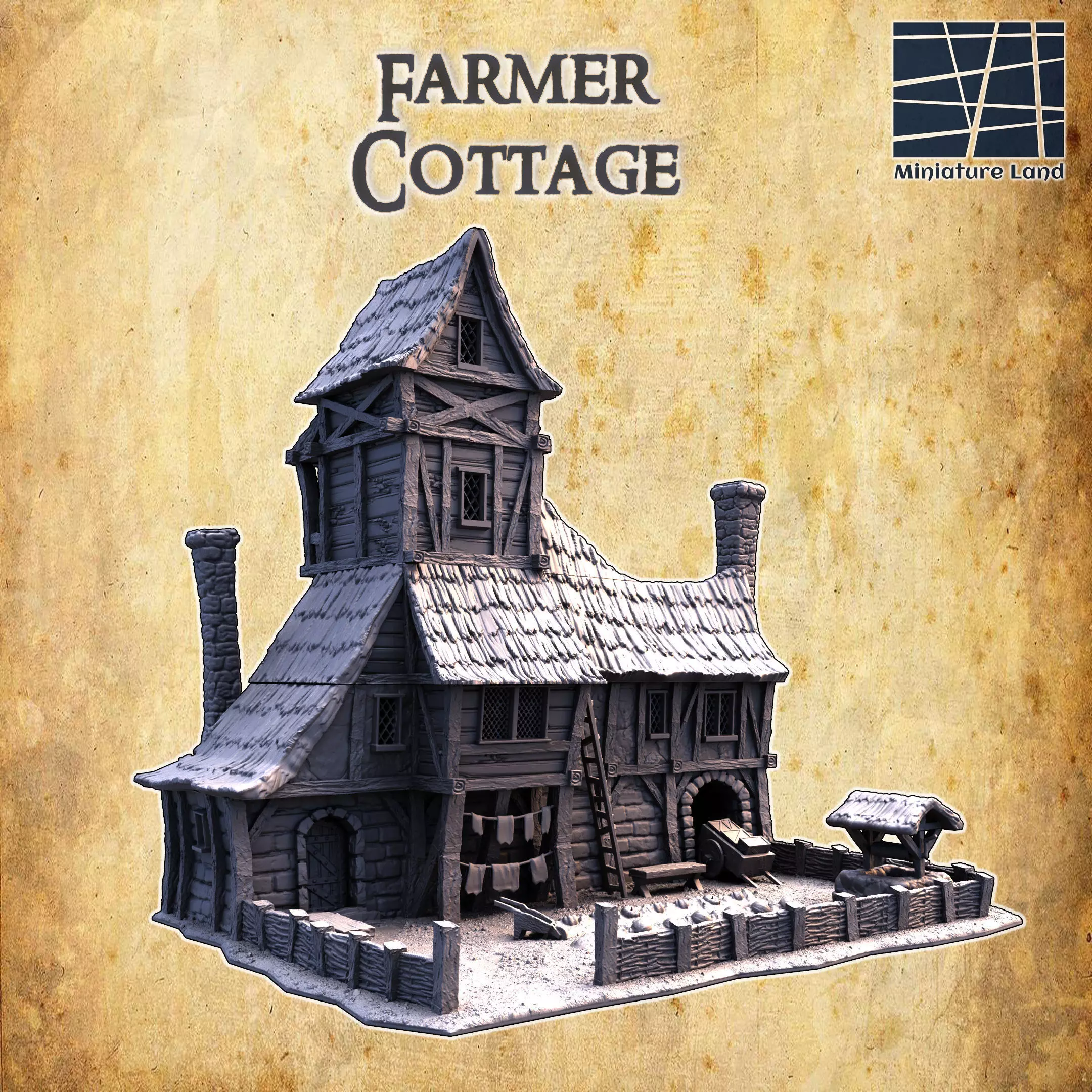 Farmer Cottage Tabletop Terrain 28MM  3D print model_0
