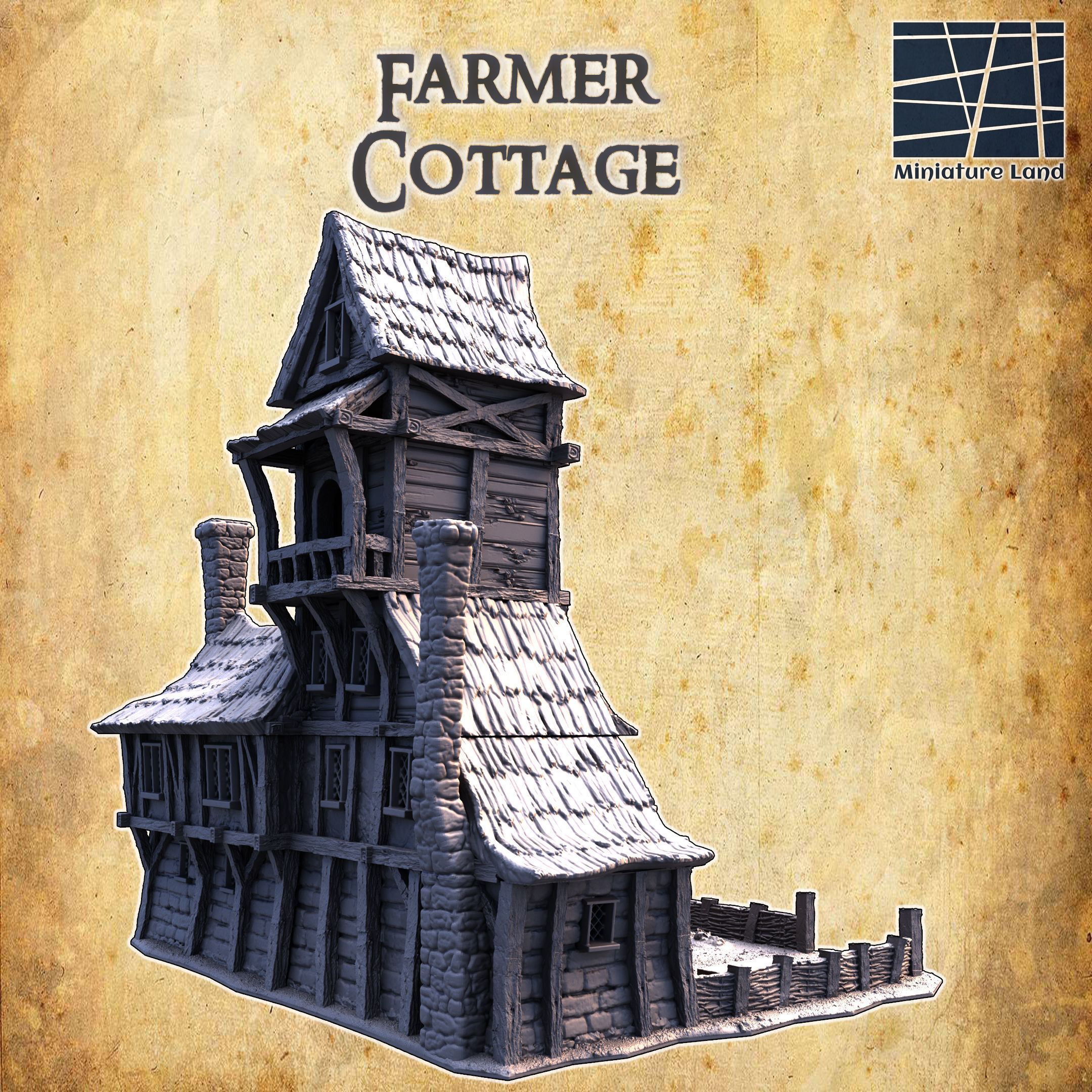 Farmer Cottage Tabletop Terrain 28MM  3D print model_3