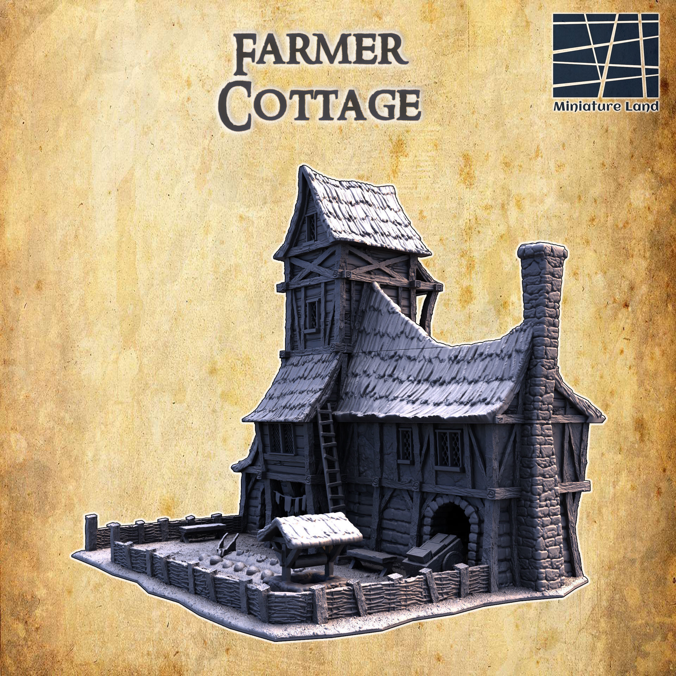 Farmer Cottage Tabletop Terrain 28MM  3D print model_1
