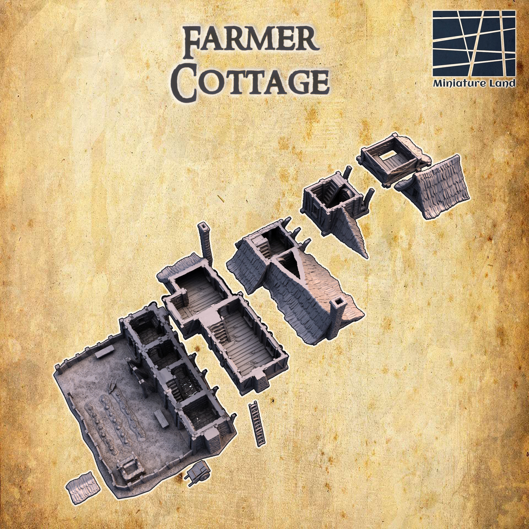 Farmer Cottage Tabletop Terrain 28MM  3D print model_4