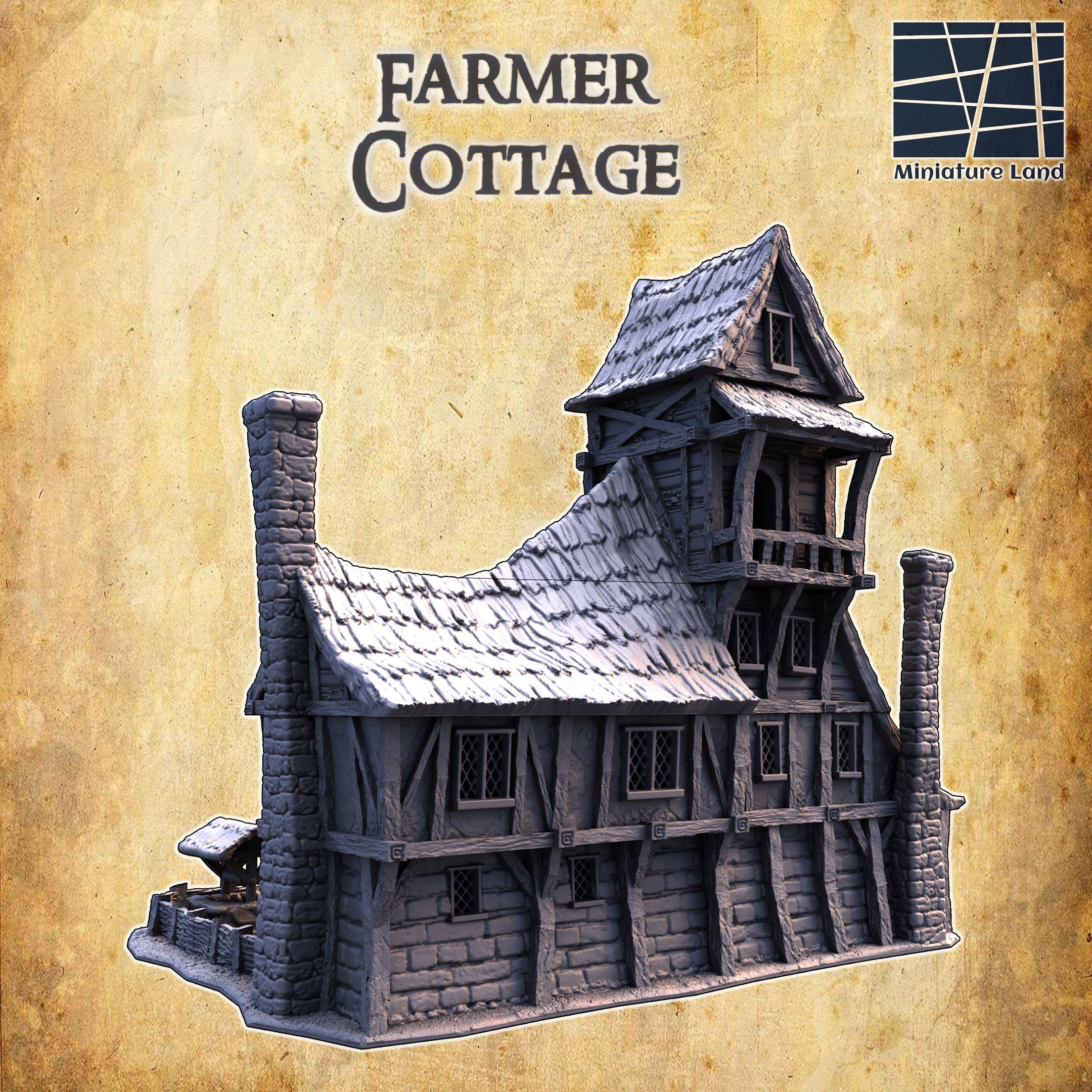 Farmer Cottage Tabletop Terrain 28MM  3D print model_2