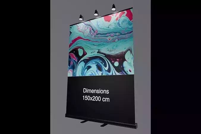 Rollup 150x200cm Black with lights