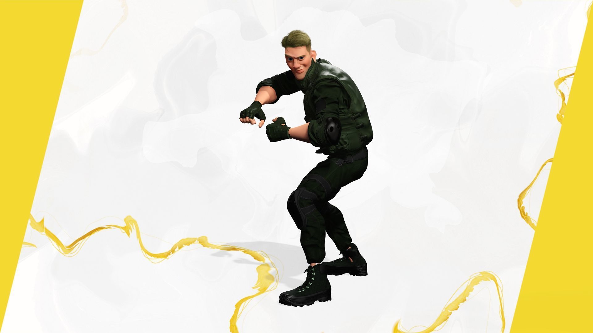Character in military uniform artistic realism Low-poly 3D model_14