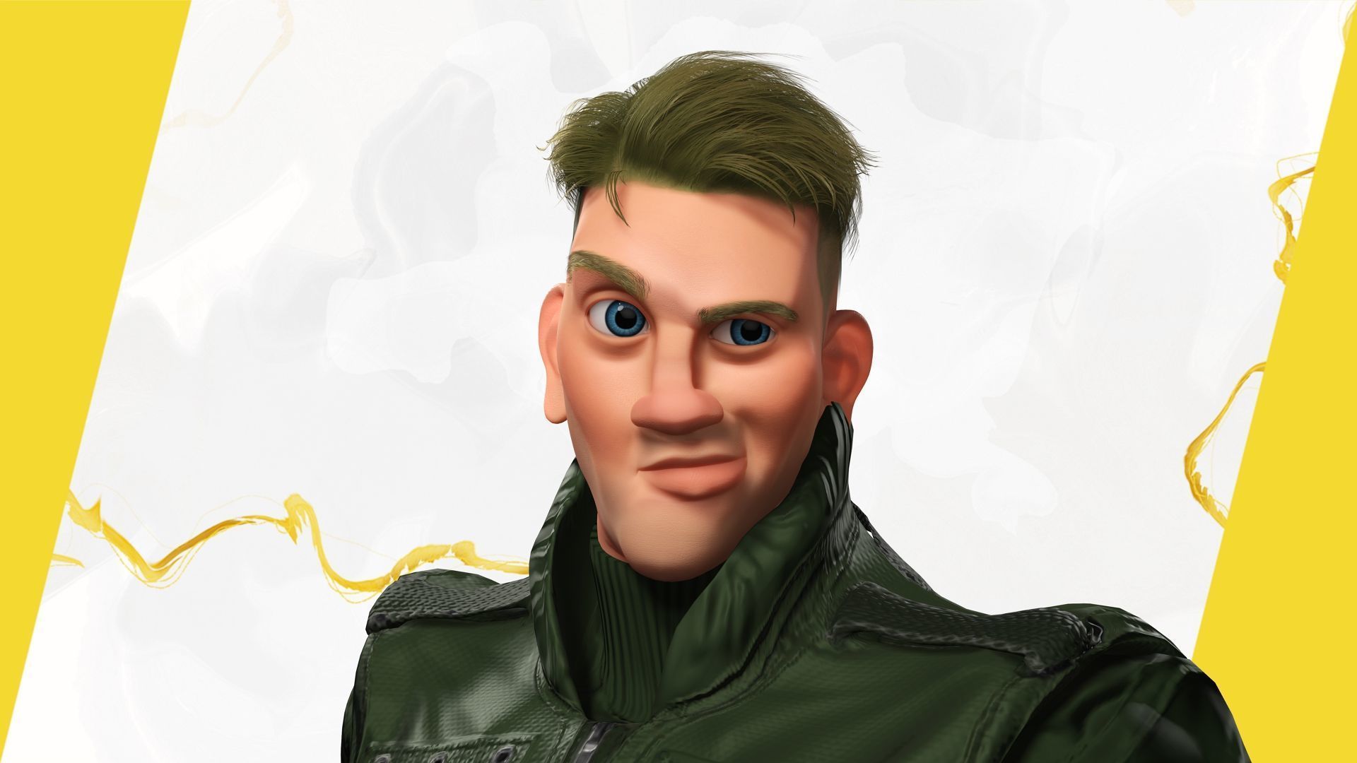 Character in military uniform artistic realism Low-poly 3D model_12