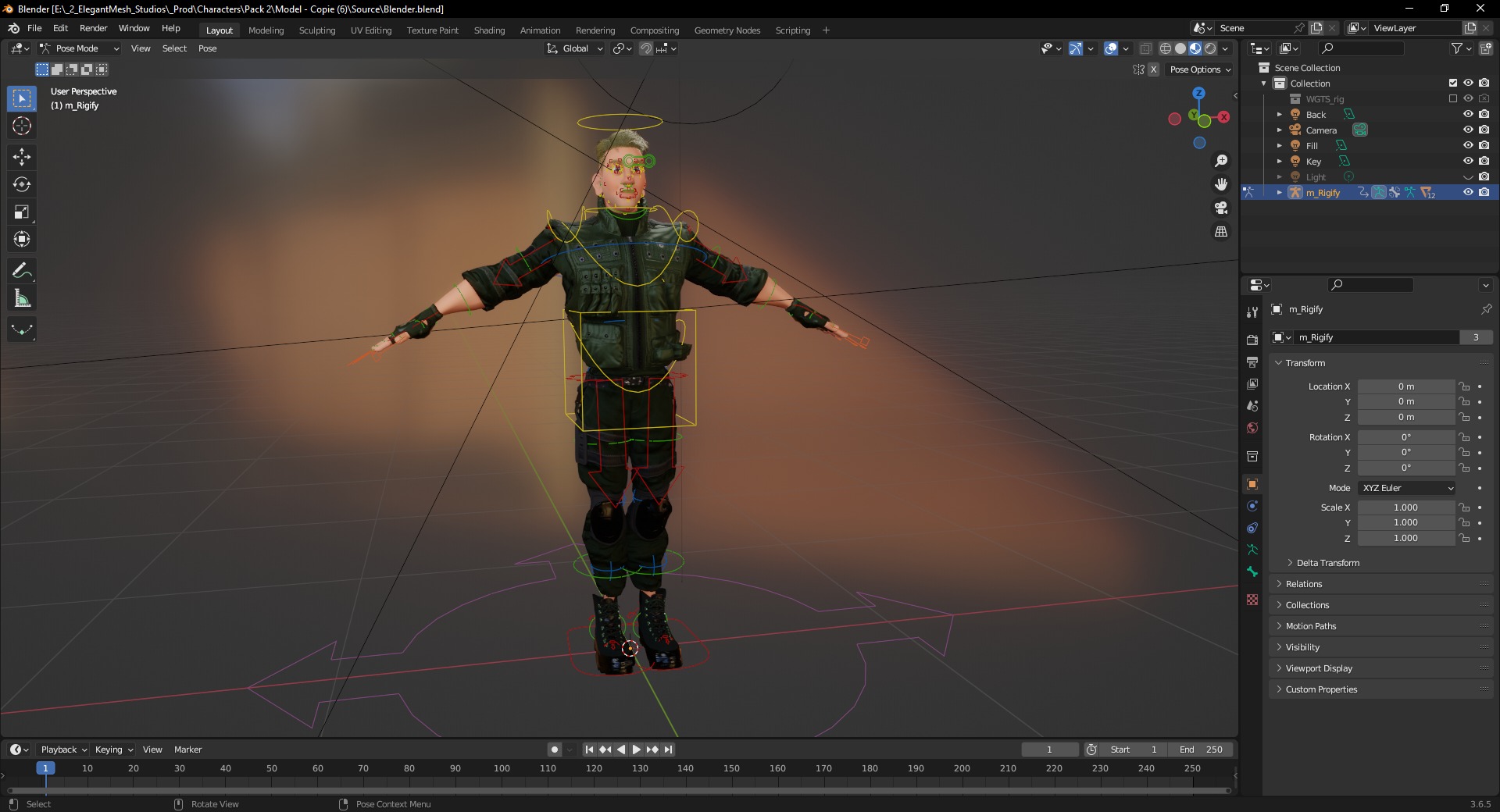 Character in military uniform artistic realism Low-poly 3D model_20