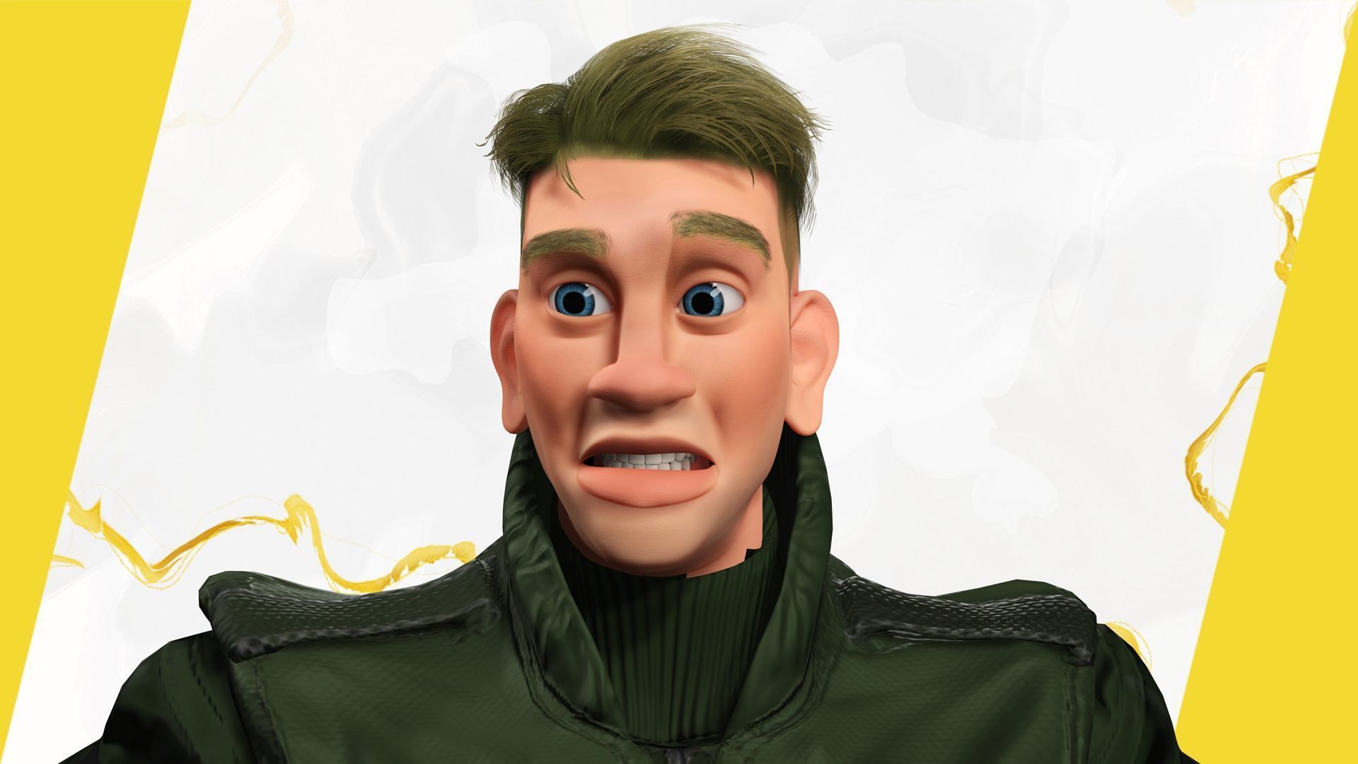 Character in military uniform artistic realism Low-poly 3D model_15