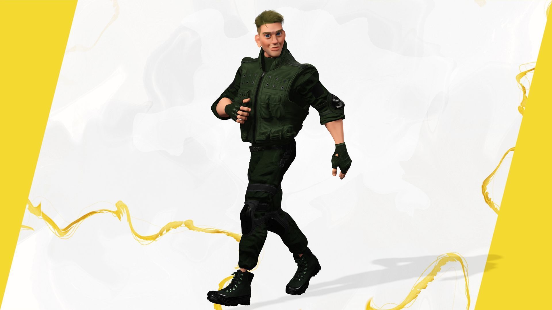 Character in military uniform artistic realism Low-poly 3D model_8