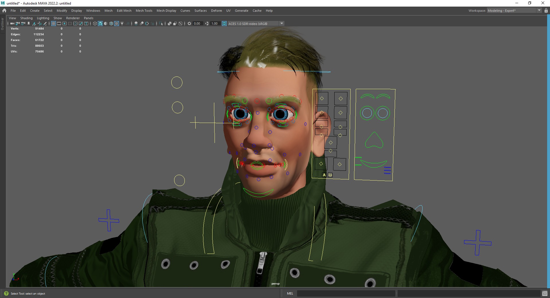 Character in military uniform artistic realism Low-poly 3D model_24