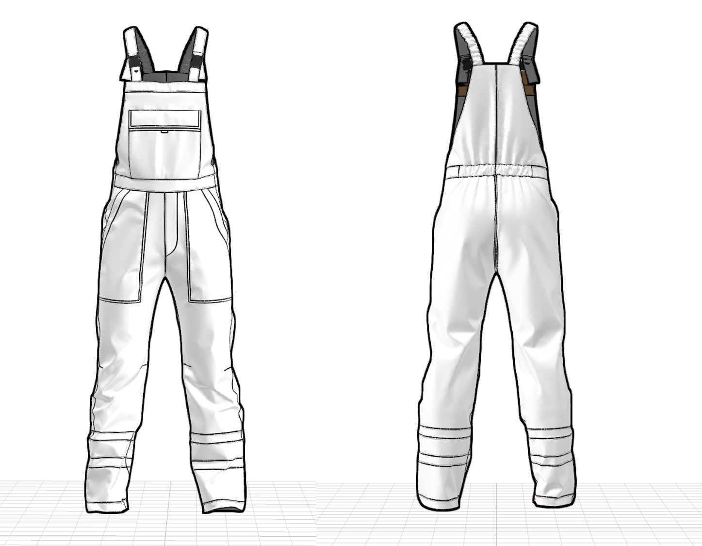 Mens Work Overalls 3D Model 3D model_4