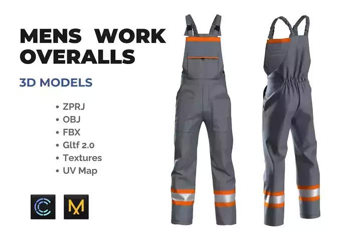 Mens Work Overalls 3D Model 3D model