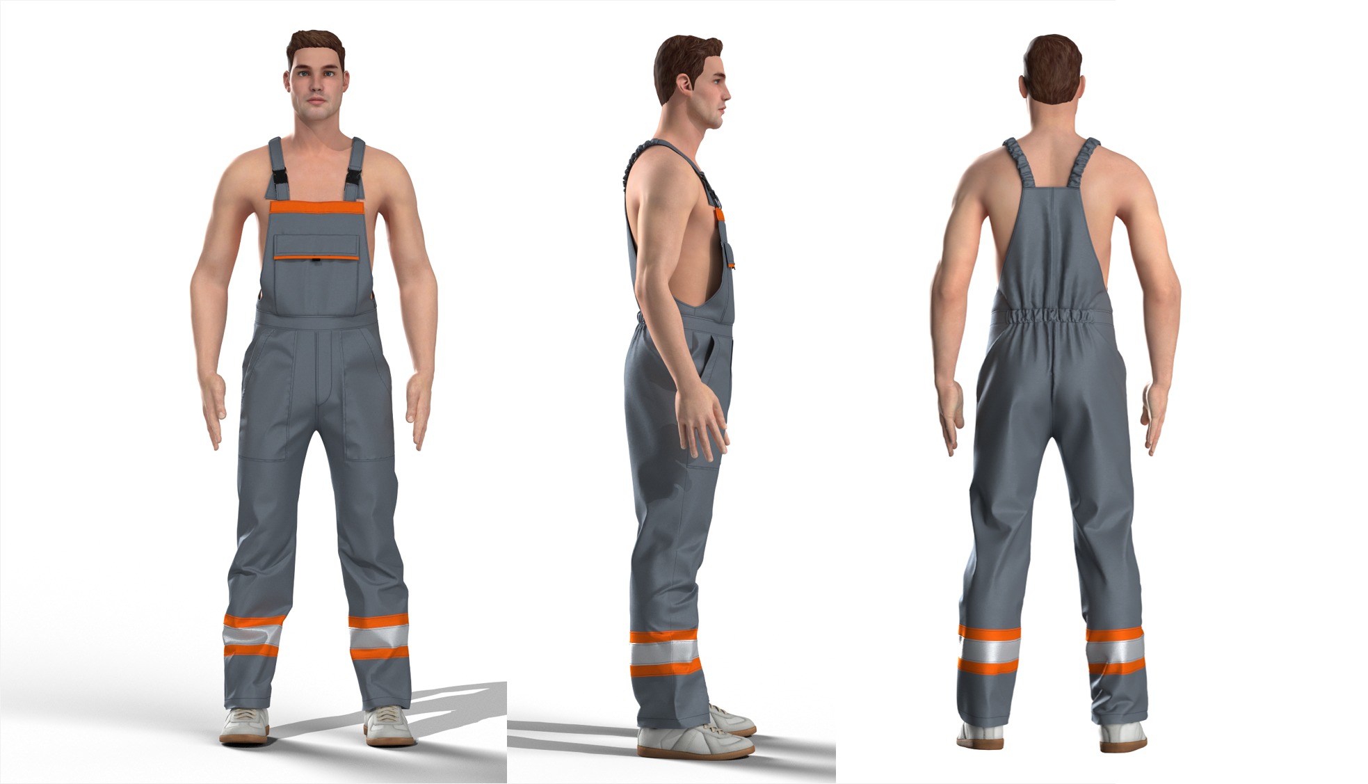 Mens Work Overalls 3D Model 3D model_3