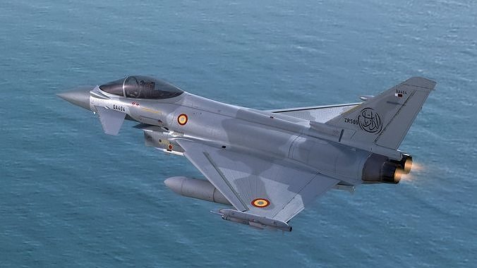 Qatar EuroFighter Typhoon Fully Rigged-High Resolution Cocpit Low-poly 3D model