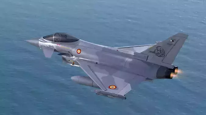 Qatar EuroFighter Typhoon Fully Rigged-High Resolution Cocpit Low-poly 3D model