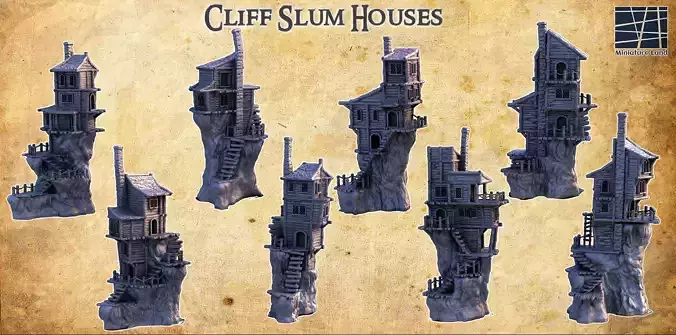 Cliff Slum Village Tabletop Terrain 28MM 