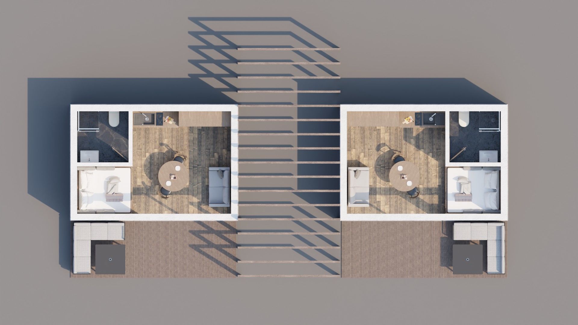 Symmetrical lake apartment units 3D model_3