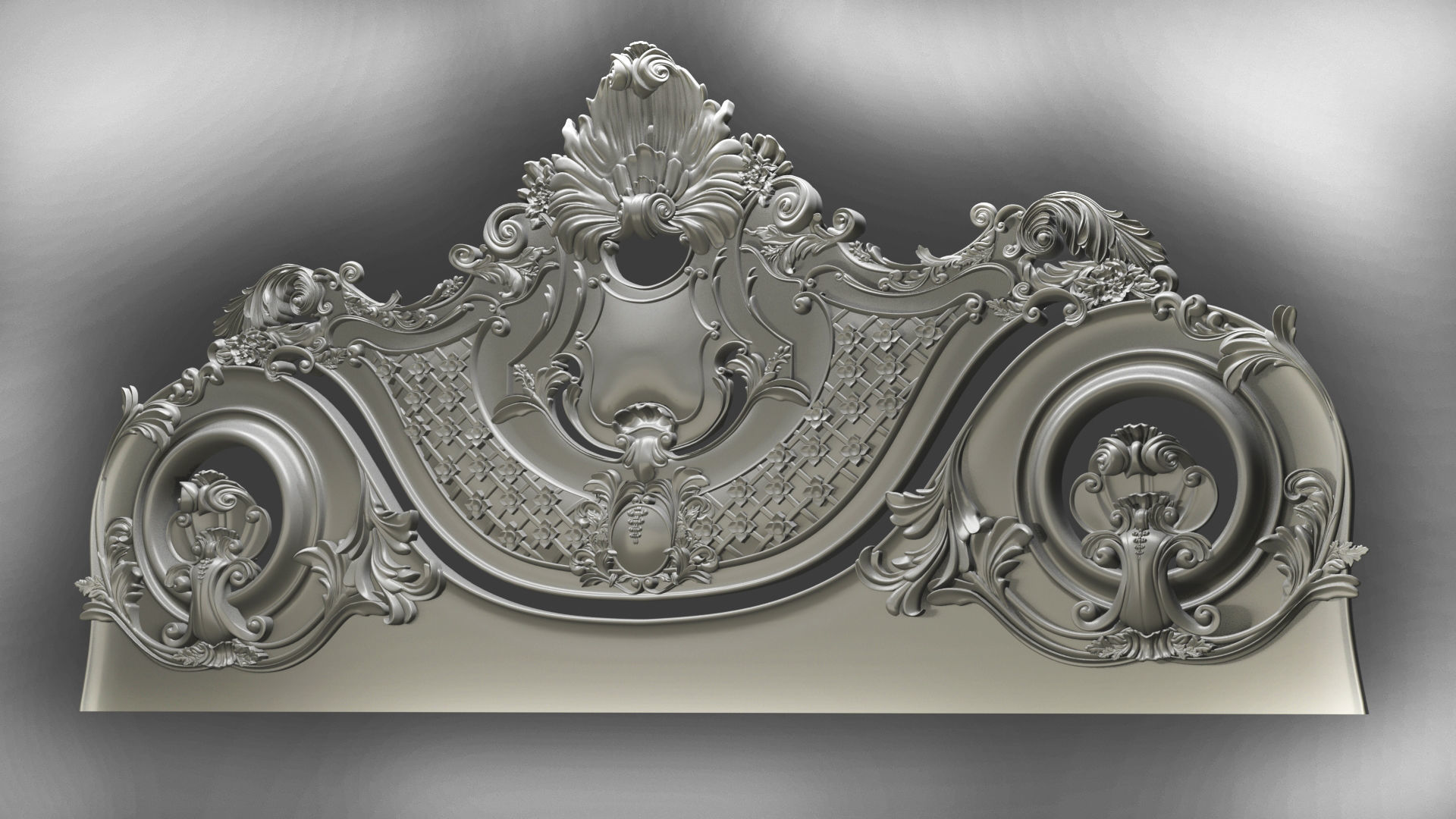 Baroque bed headboard for engraving on a CNC machine 3D print model_3