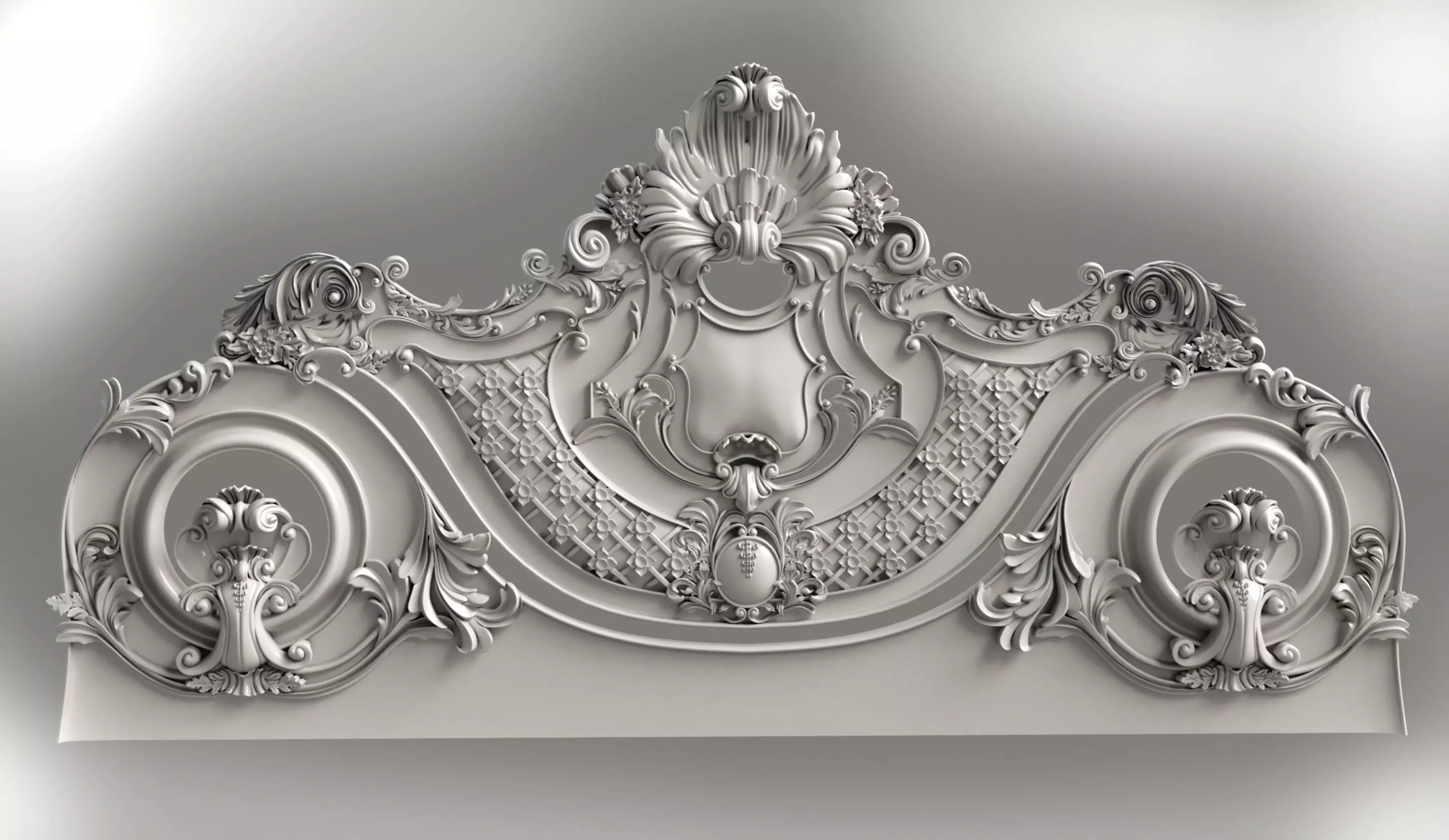 Baroque bed headboard for engraving on a CNC machine 3D print model_0