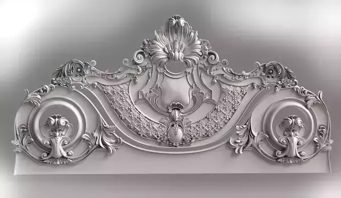 Baroque bed headboard for engraving on a CNC machine 3D print model