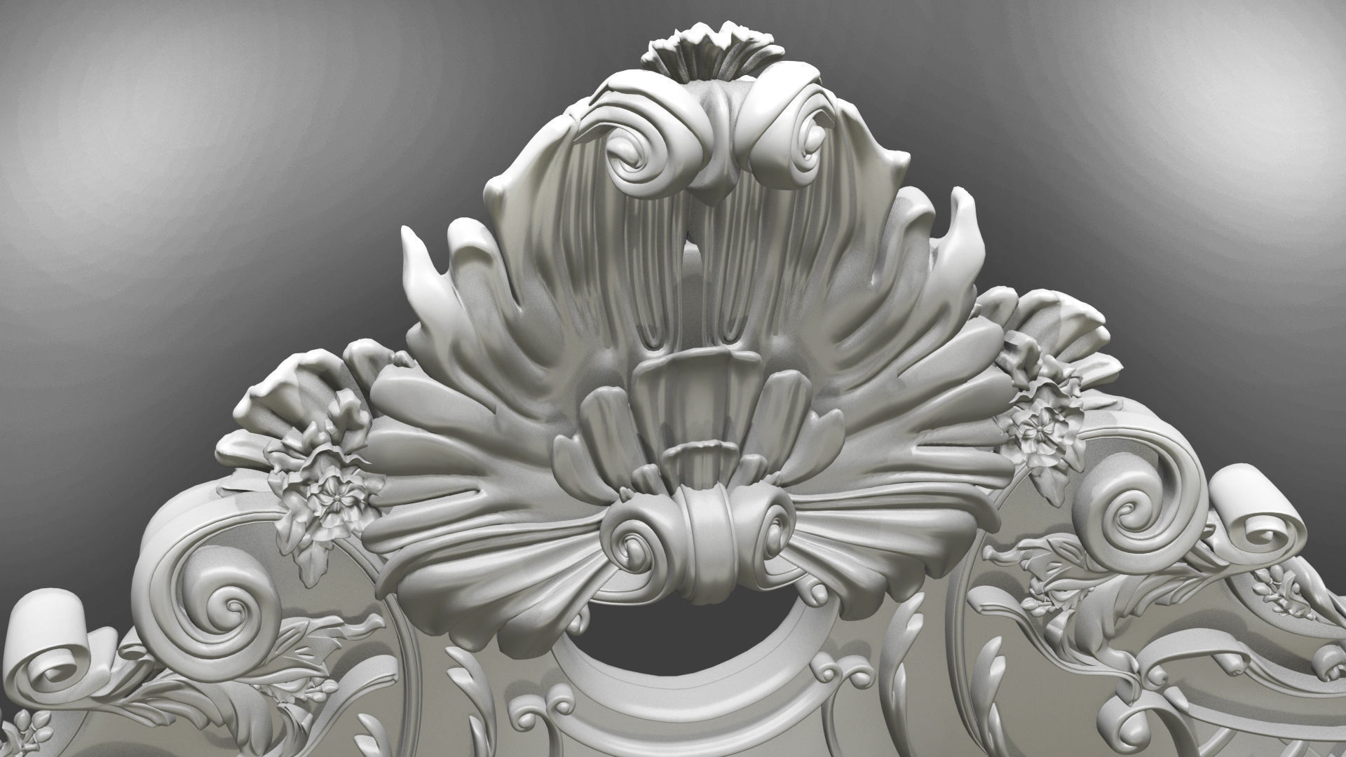 Baroque bed headboard for engraving on a CNC machine 3D print model_4