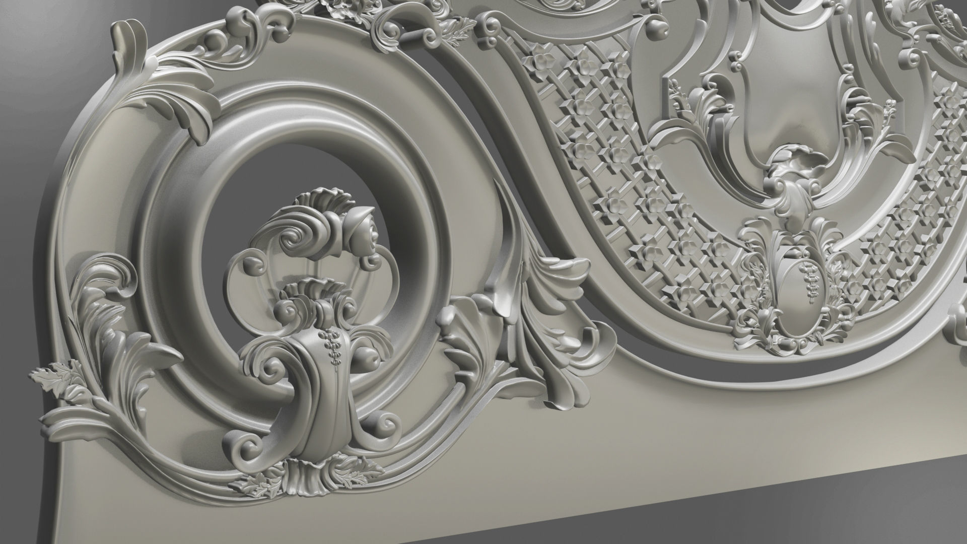 Baroque bed headboard for engraving on a CNC machine 3D print model_2