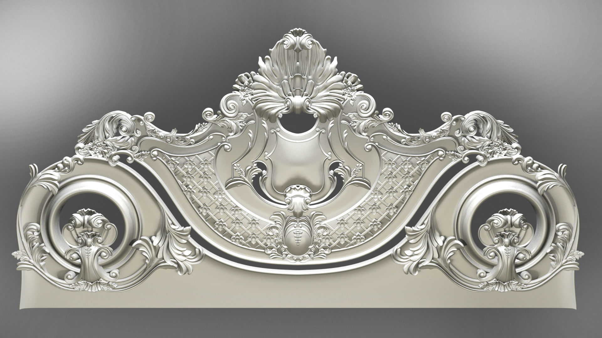 Baroque bed headboard for engraving on a CNC machine 3D print model_1