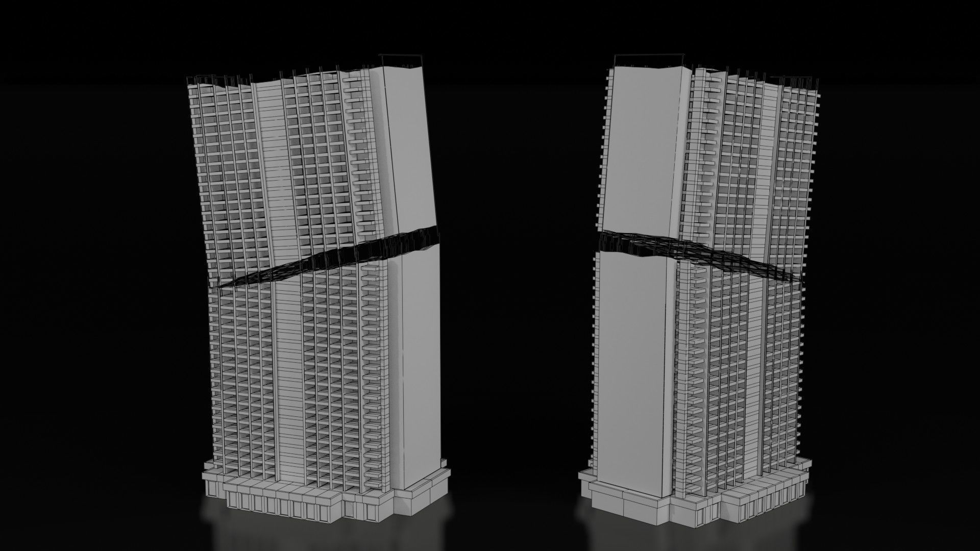 Low Poly Ruined Building - Game Ready - PBR Low-poly 3D model_16