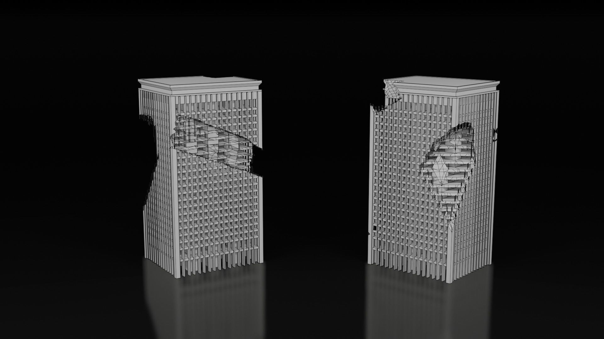 Low Poly Ruined Building - Game Ready - PBR Low-poly 3D model_13