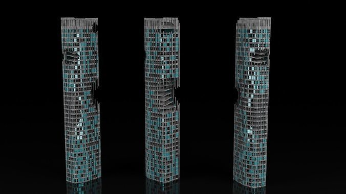 Low Poly Ruined Building - Game Ready - PBR Low-poly 3D model 3