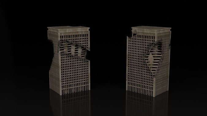 Low Poly Ruined Building - Game Ready - PBR Low-poly 3D model 2