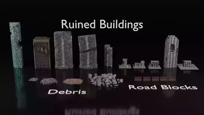 Low Poly Ruined Building - Game Ready - PBR