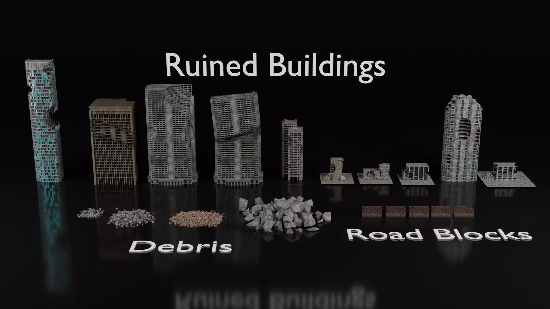 Low Poly Ruined Building - Game Ready - PBR Low-poly 3D model_0