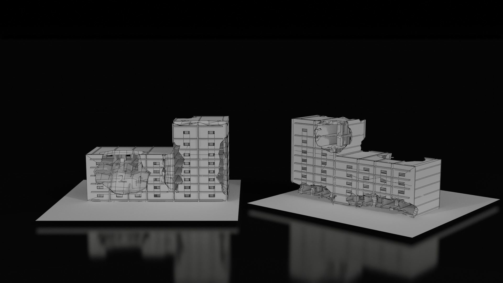 Low Poly Ruined Building - Game Ready - PBR Low-poly 3D model_20