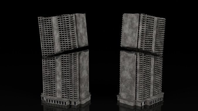 Low Poly Ruined Building - Game Ready - PBR Low-poly 3D model 5