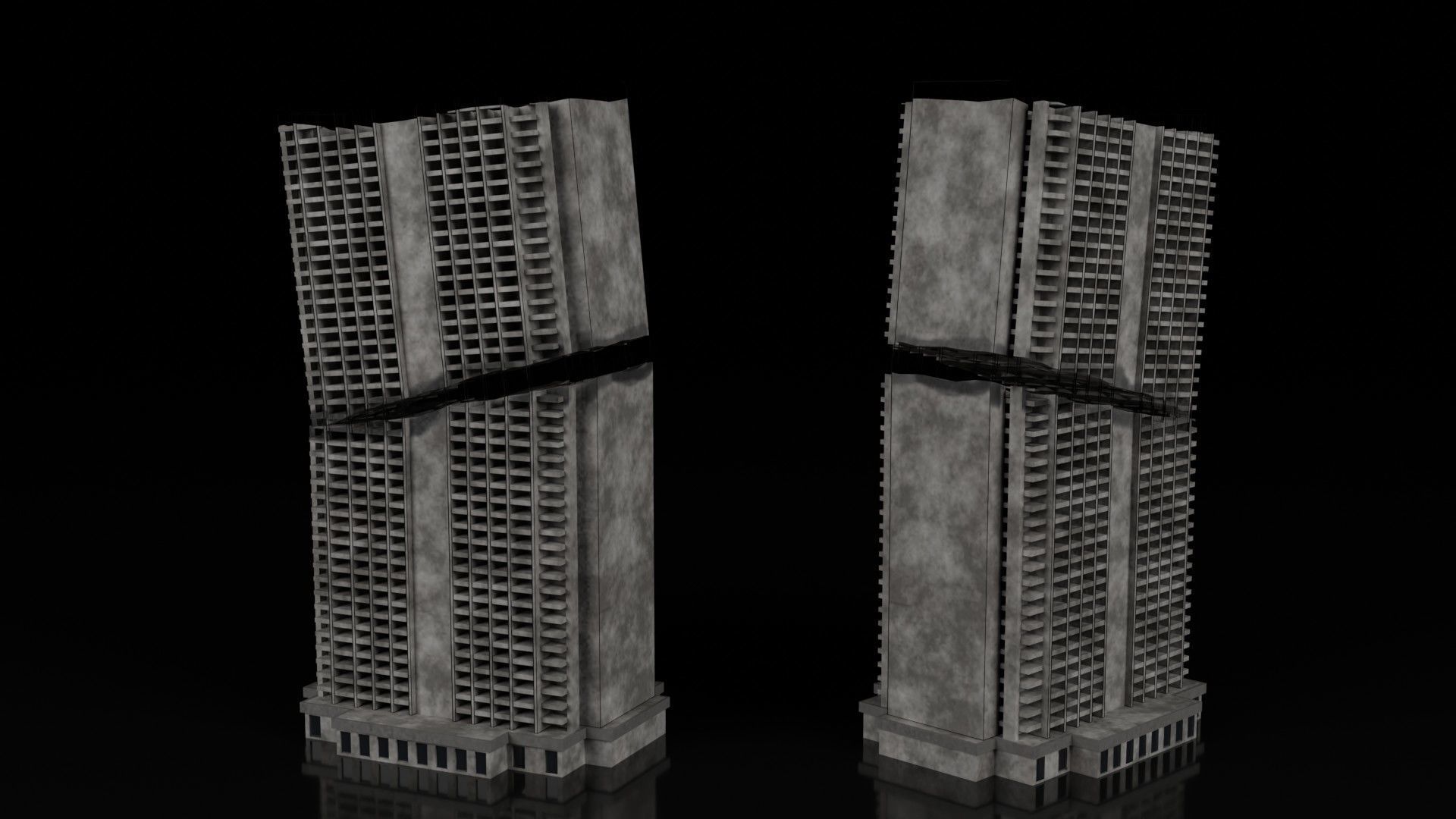 Low Poly Ruined Building - Game Ready - PBR Low-poly 3D model_4