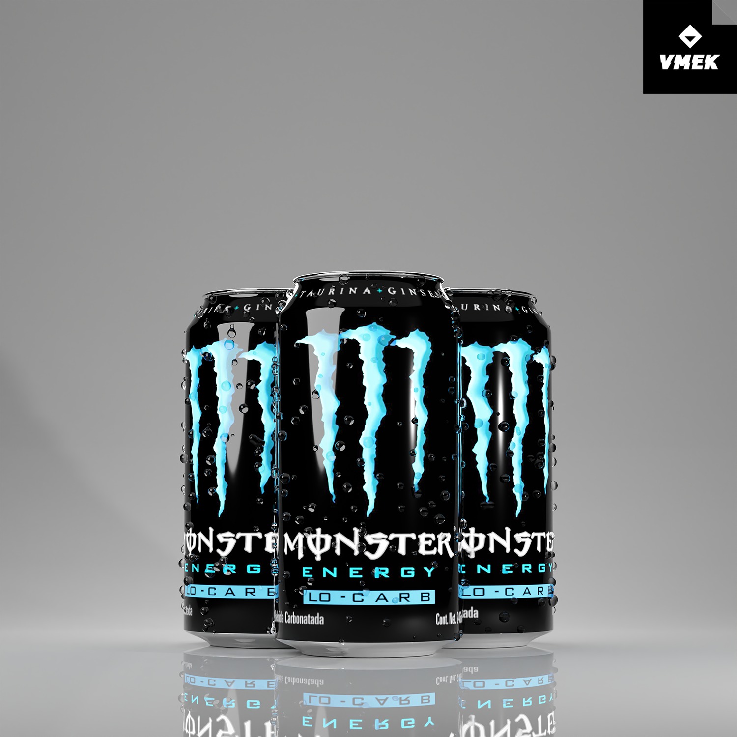 Monster Energy Drink Green and Blue LO-CARB 3D model_5