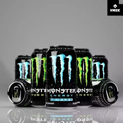 Monster Energy Drink Green and Blue  LO-CARB 3D model