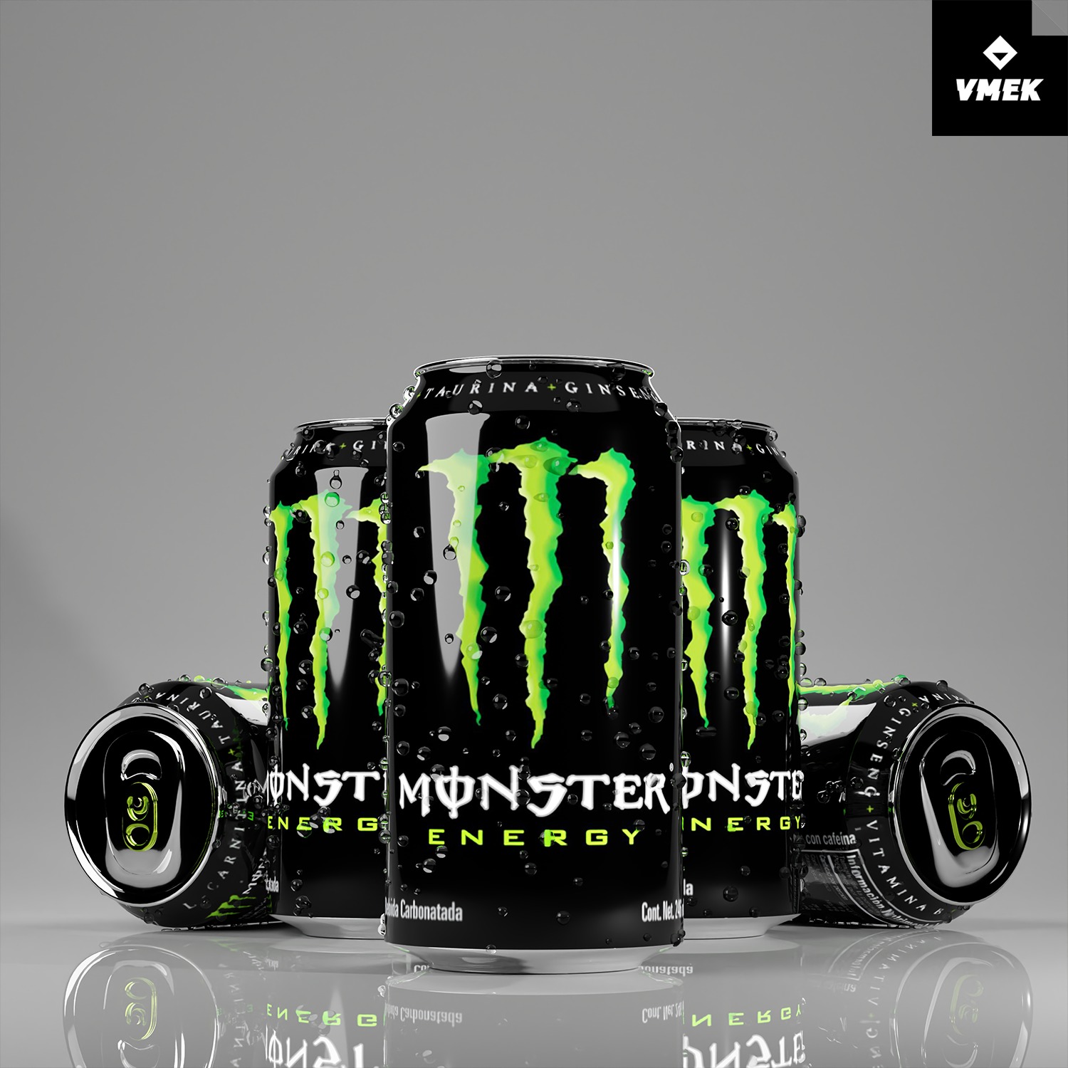 Monster Energy Drink Green and Blue LO-CARB 3D model_2