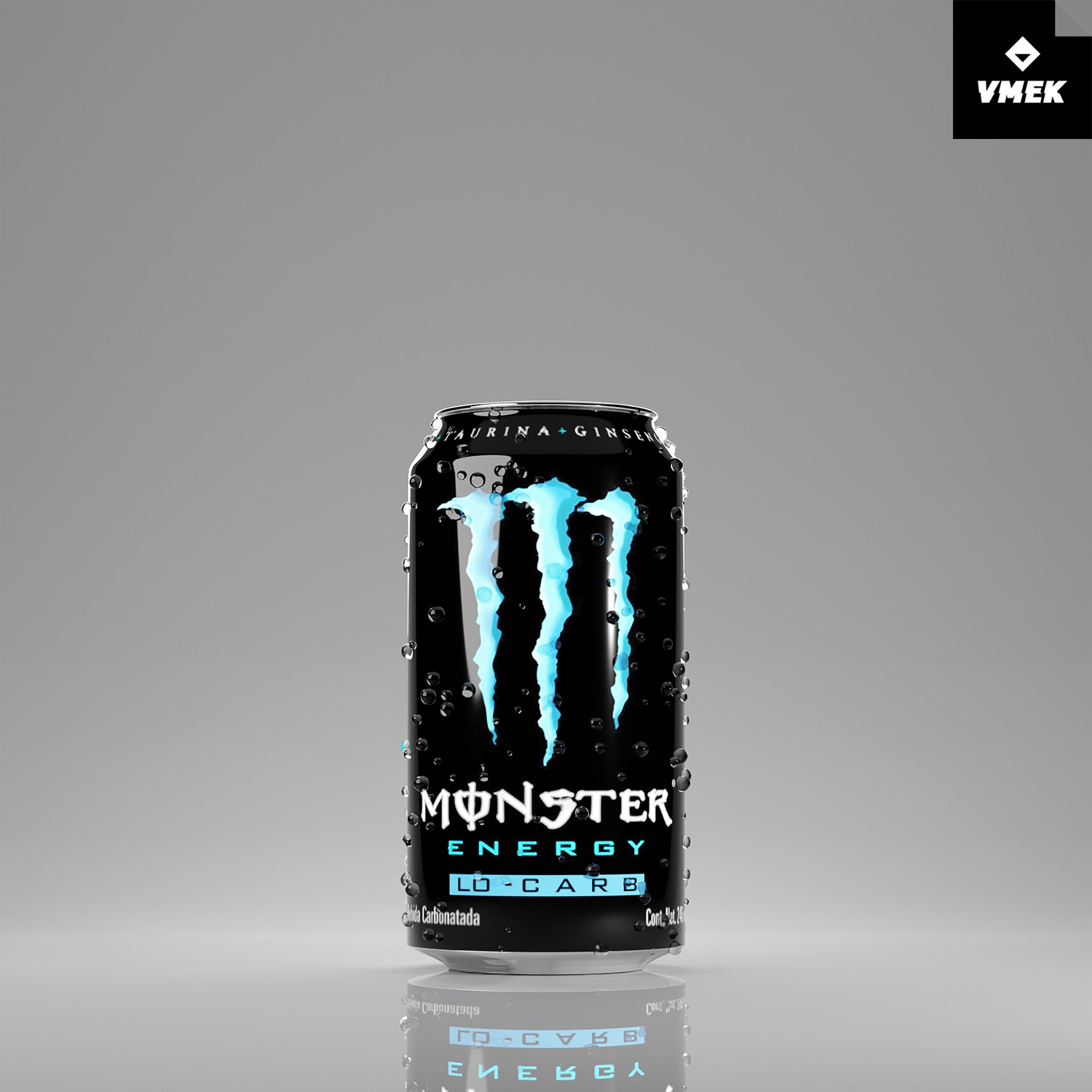 Monster Energy Drink Green and Blue LO-CARB 3D model_9