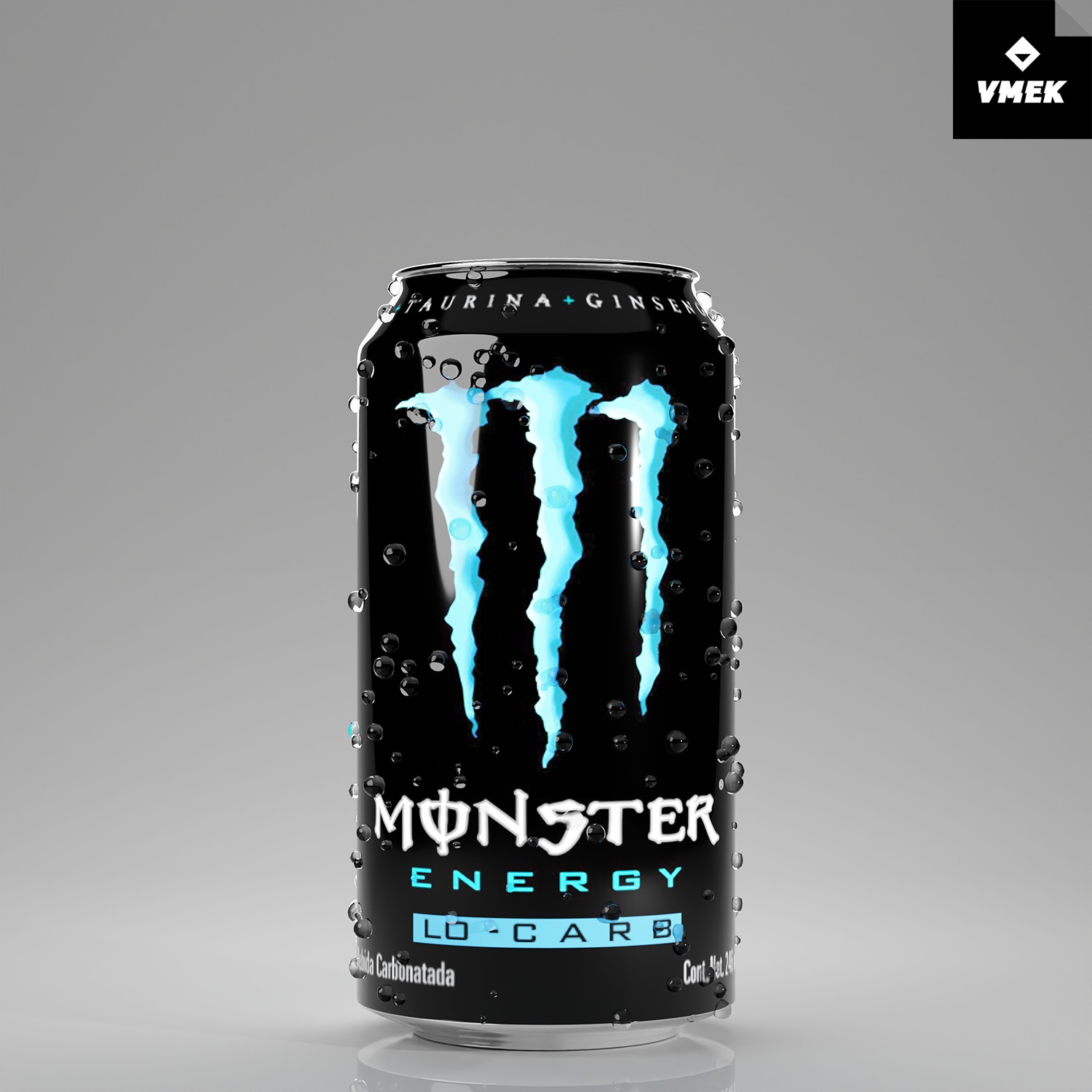 Monster Energy Drink Green and Blue LO-CARB 3D model_7