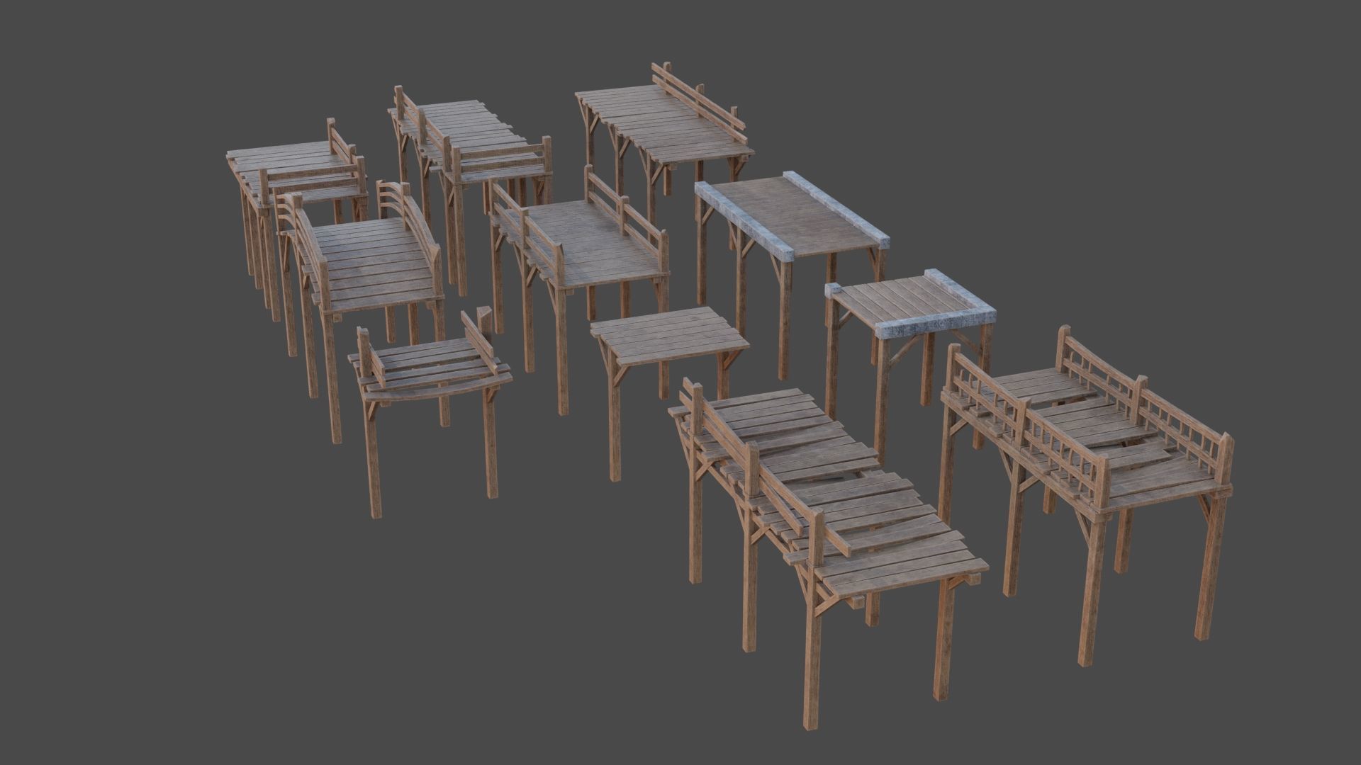 Medieval Bridges Low-poly 3D model_11