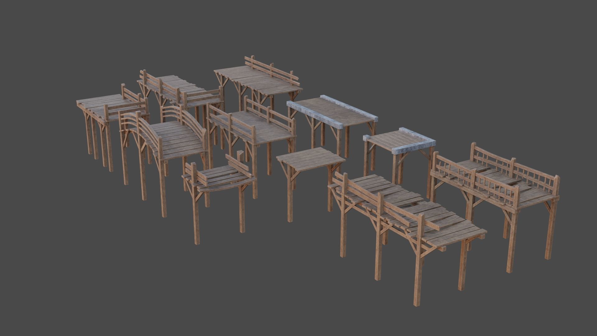 Medieval Bridges Low-poly 3D model_9