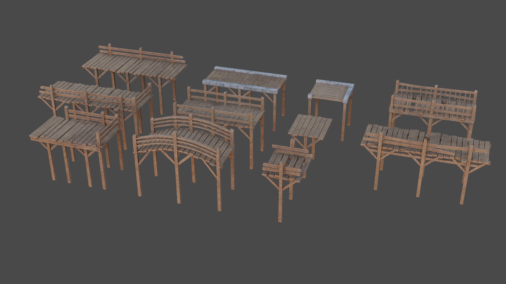 Medieval Bridges Low-poly 3D model_7