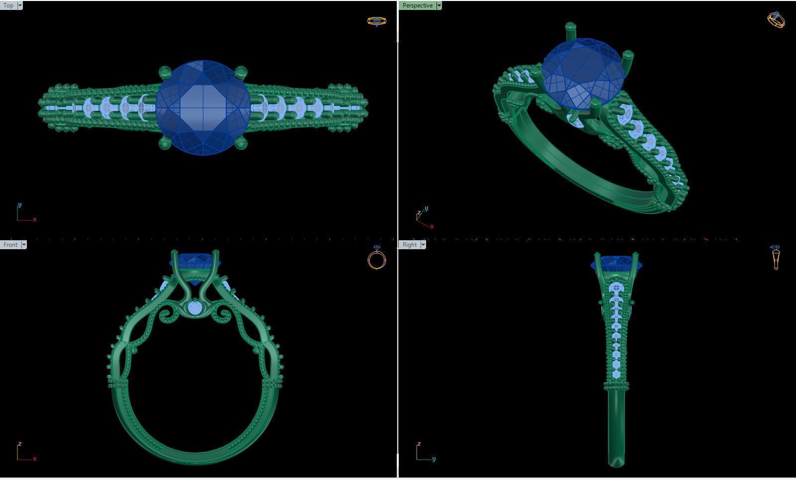 Iight Weight Engagement Ring 3D print model_4
